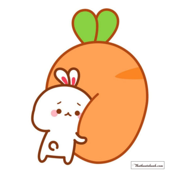 Hình vẽ cute Thỏ và củ Cà Rốt