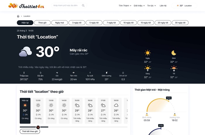 thiết kế website Thời Tiết 4M