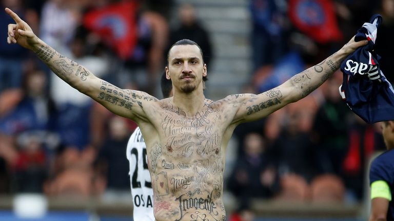 Zlatan Ibrahimovic explains mysterious new tattoos after Paris Saint-Germain held by Caen | Football News | Sky Sports